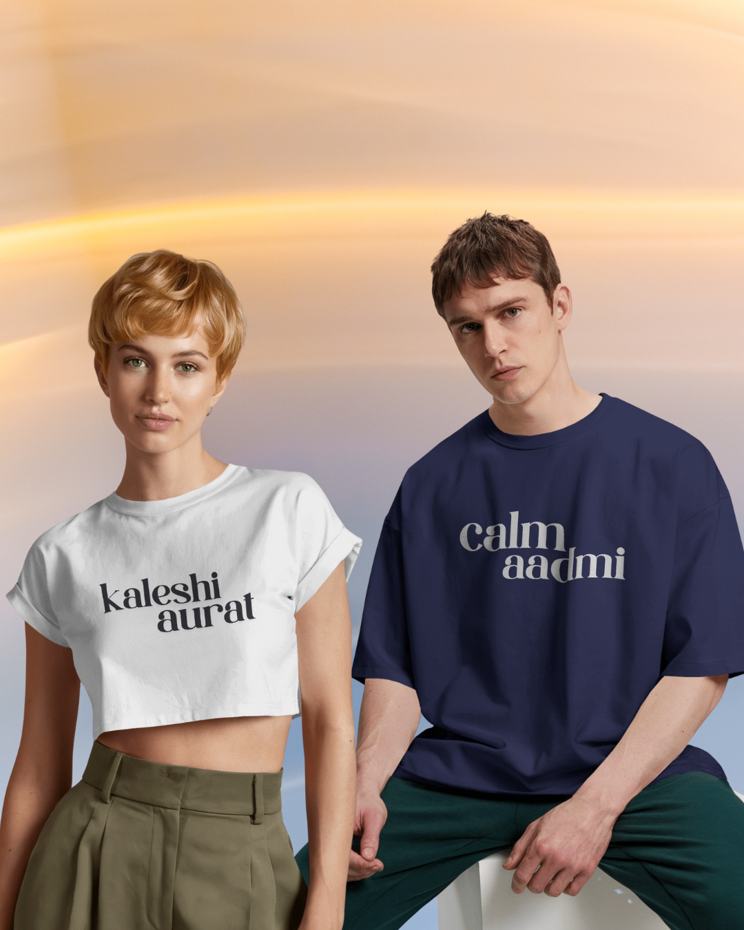 Kaleshi Aurat x Calm Aadmi Combo Tees